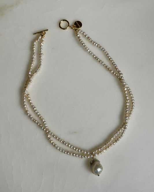 pearl necklace with baroque pearl pendant, perfecter any occasion