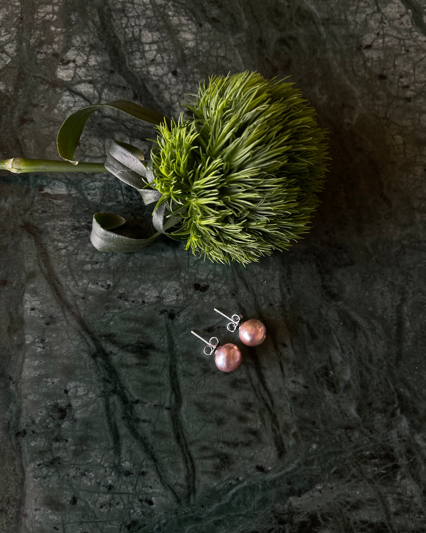 pearls studs, 925 silver, rhodium plated classic earrings, slow fashion brand, handcrafted in Bali, Indonesia