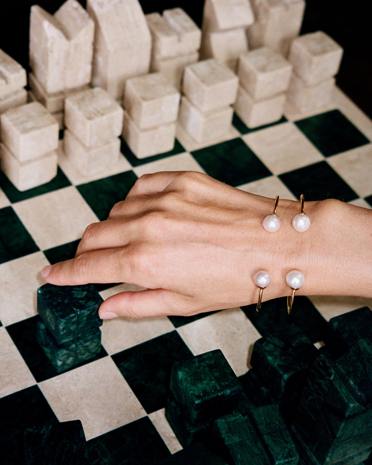 cuff bracelet with pearls