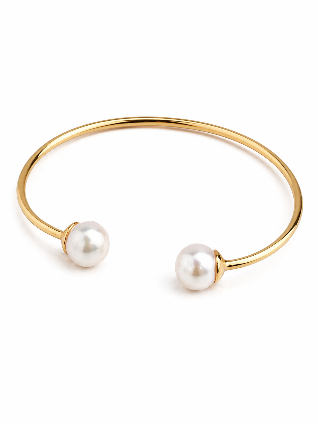 gold plated silver cuff bracelet with fresh water pearls
