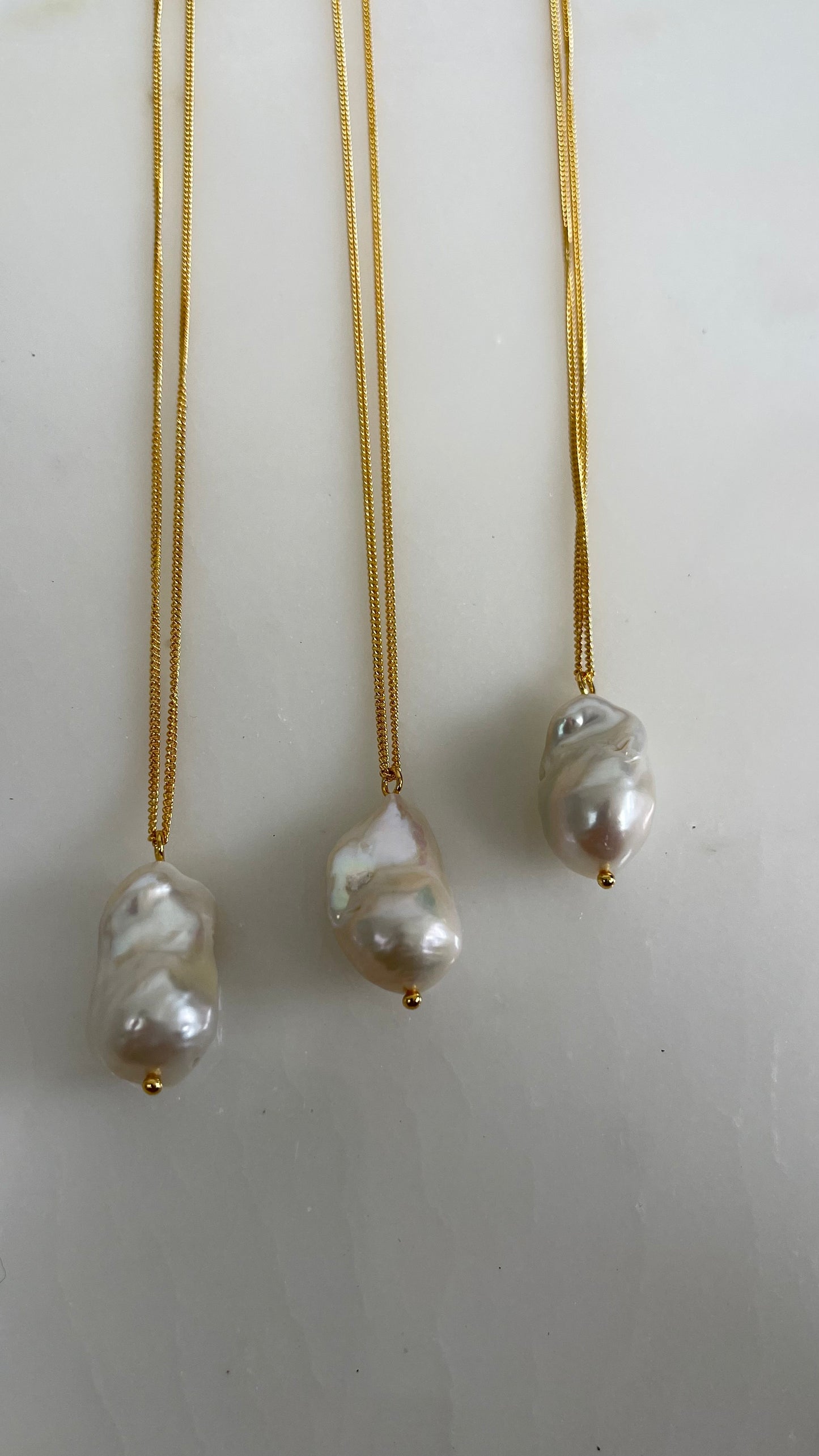 necklace with baroque pearl pendant, fine jewellery, silver, gold plated
