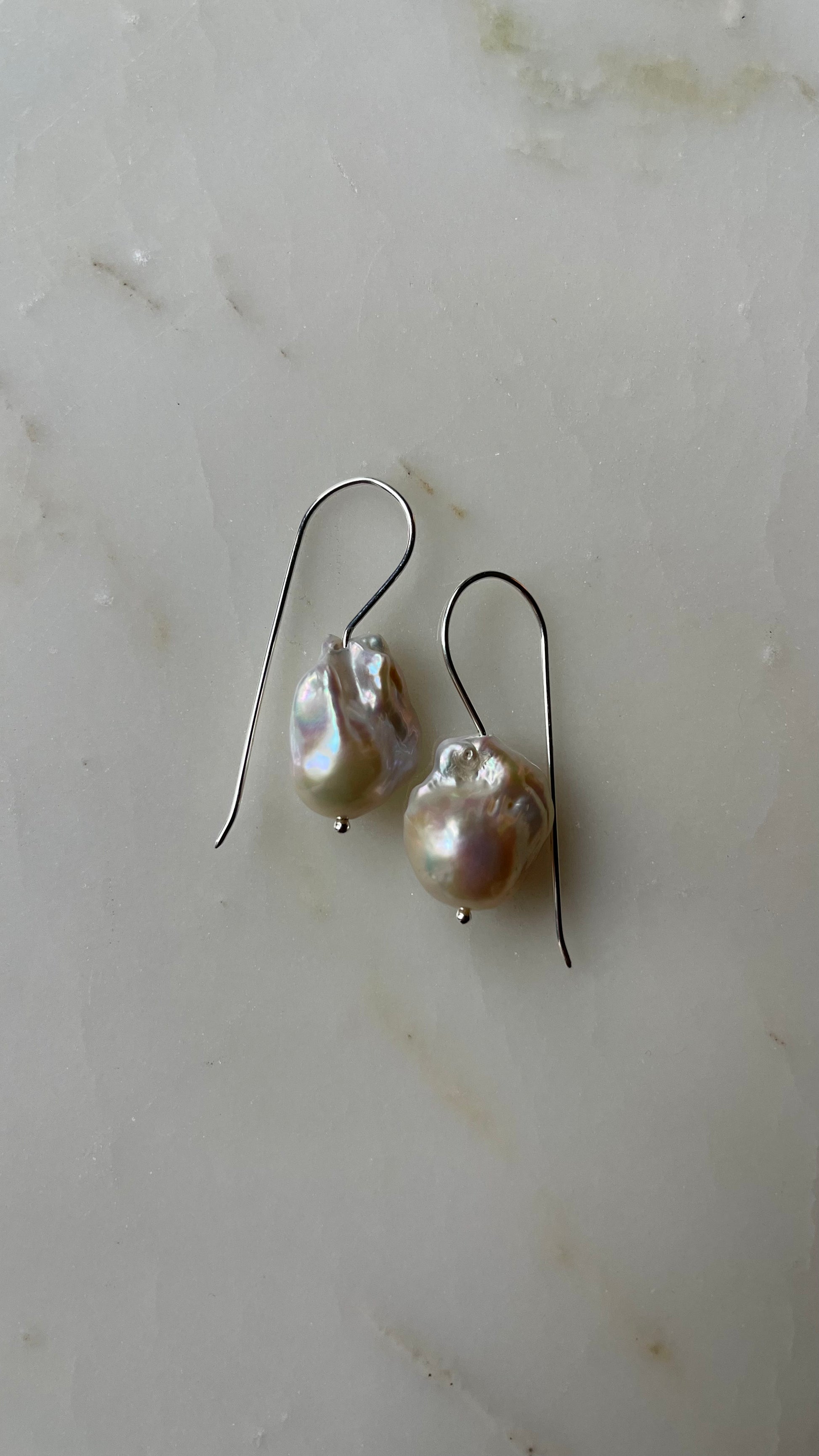 silver earrings with baroque pearls, fine jewelry, wedding jewellery, luxury slo fashion brand