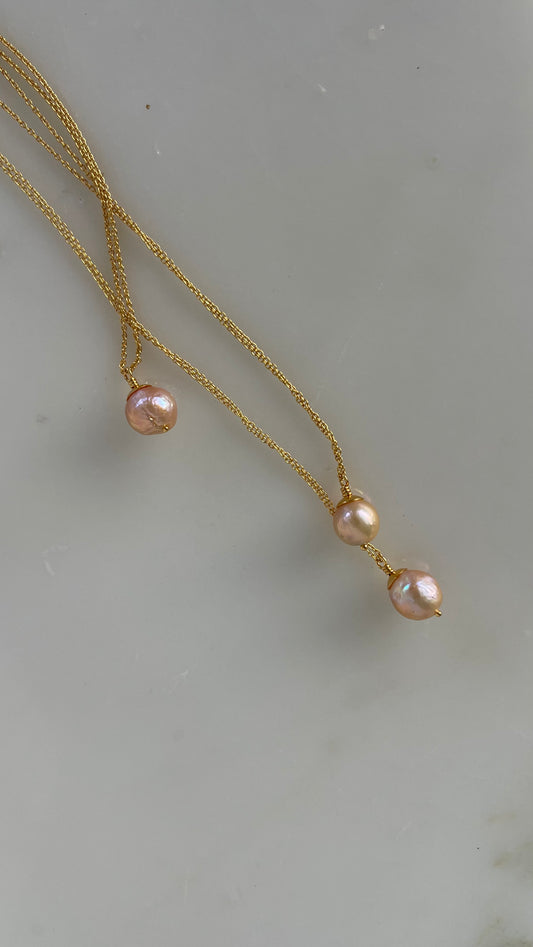 pearl necklace, gold plated silver, natural pearl