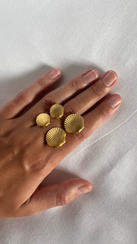 shells stud earrings made from gold plated silver, handcrafted earrings in Bali