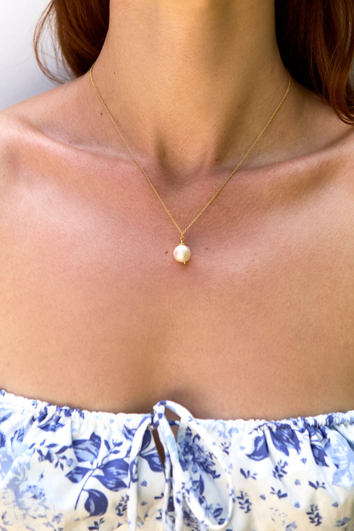 pearl necklace on chain, silver jewelry, gold plated silver necklace, pearl, fine jewellery