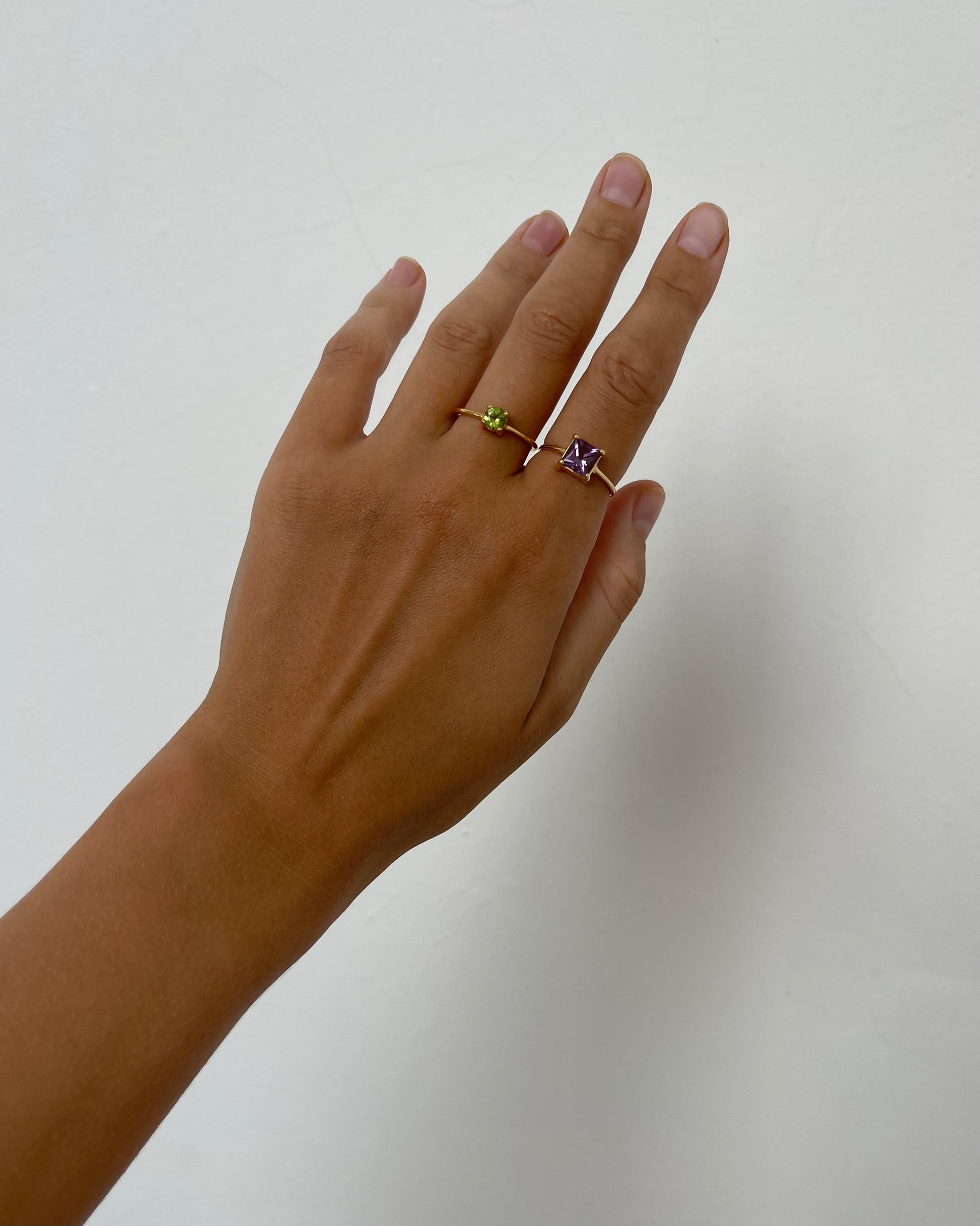 handcrafted fold plated rings with gems