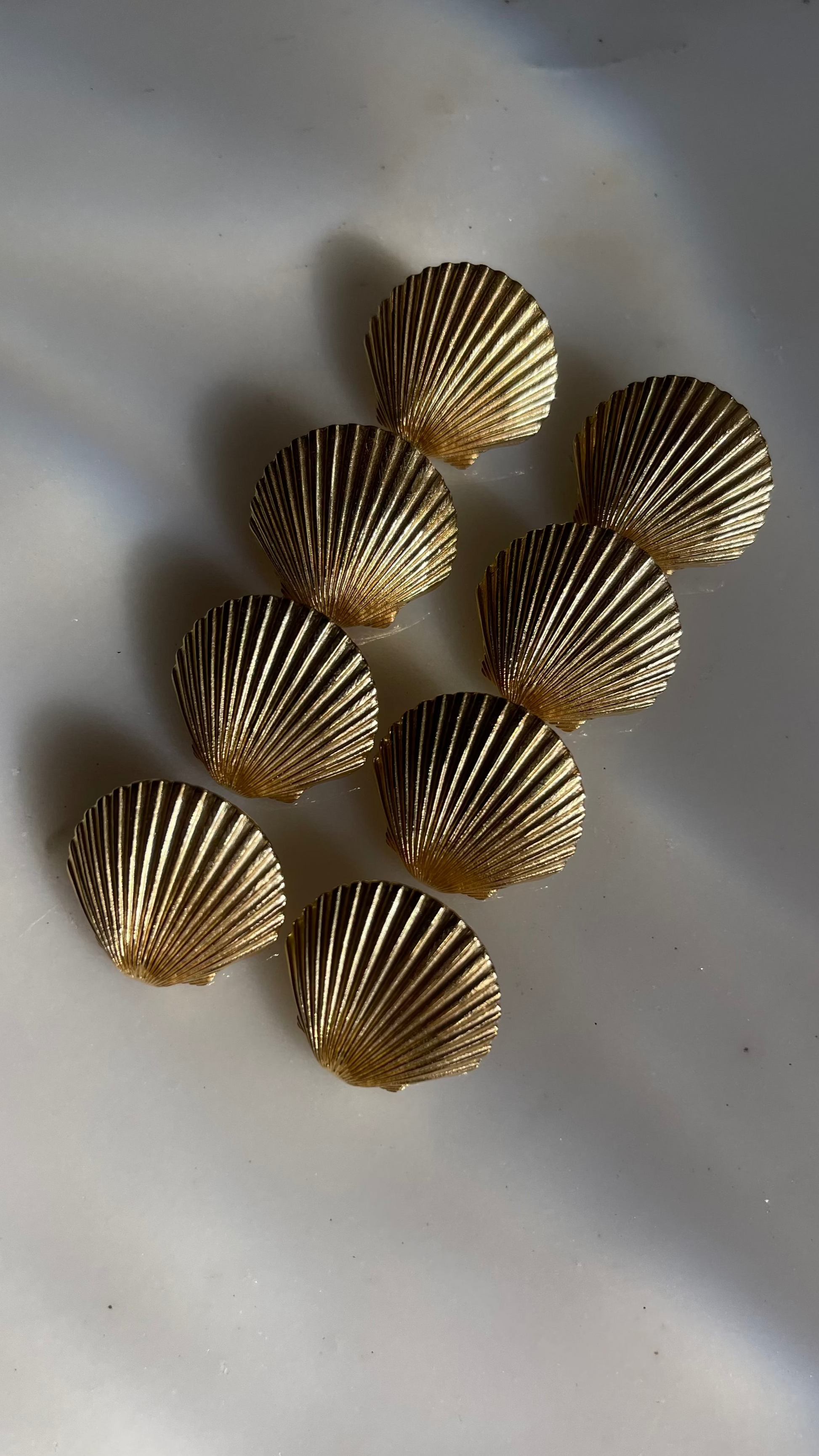 shell earrings,  wedding jewellery, silver plated with 18k gold