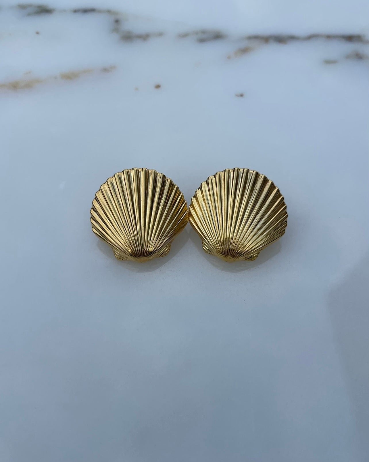 shell earrings, gold plated silver