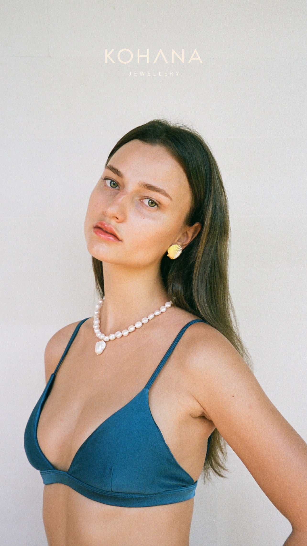 shell earrings, pearl necklace, wedding jewellery, silver plated with 18k gold handcrafted jewellery