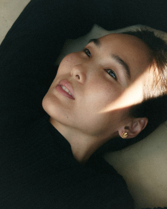 studs earrings, gold plated silver, slow fashion brand, handcrafted in Bali